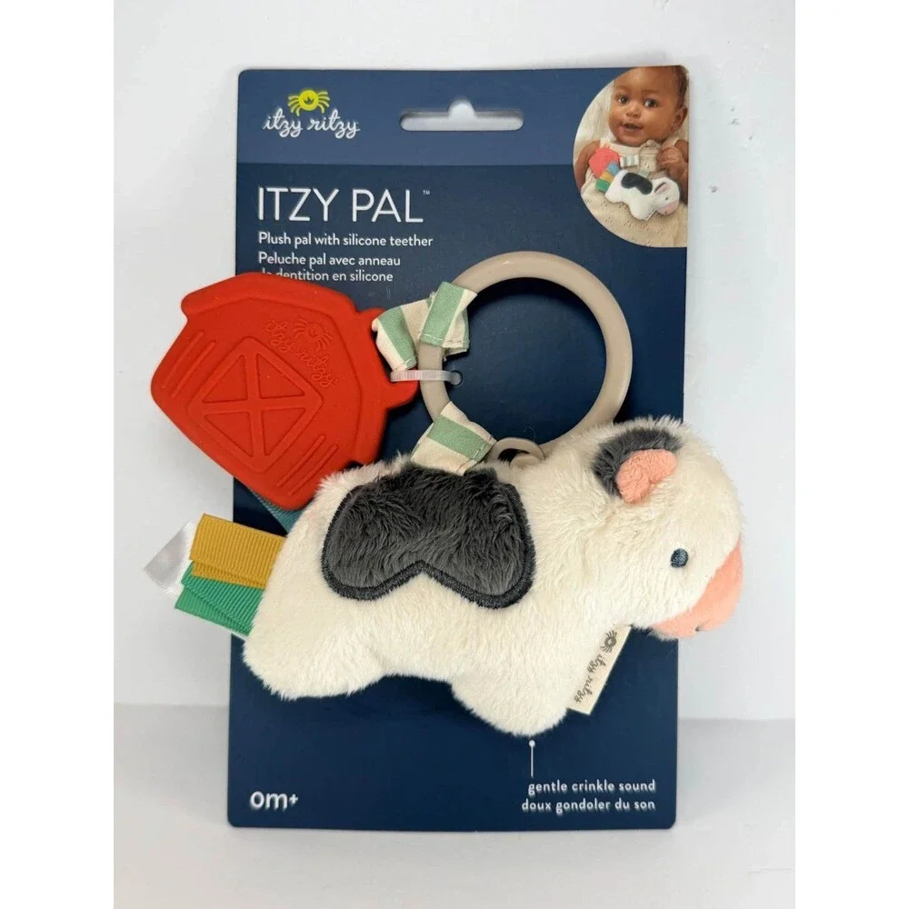 Itzy Ritzy Itzy Pal Carmen The Cow Plush Teether Crinkle Sensory Toy Baby New